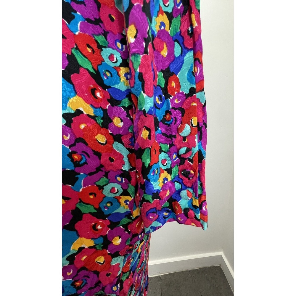 Carolyne Barton Dress Silk Floral Pink Multicolor SZ 8 ( SEE FLAWS - Picture 4 of 16